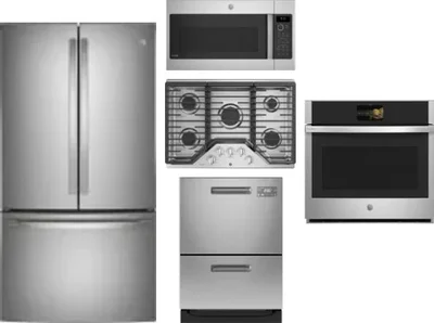 5 Piece Package Includes Refrigerator, Cooktop, Wall Oven, Microwave And Dishwasher